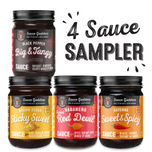 4 Sauce Sampler-one jar sticky sweet, sweet & spicy, Big & tangy and sweet red devil