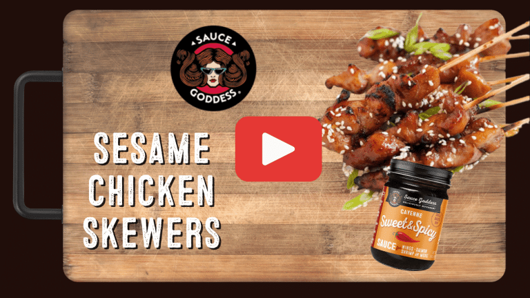sesame chicken skewers thumbnail with play button