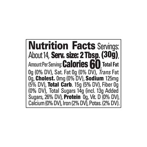 Sticky Sweet Sauce Nutritional Facts Panel