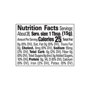 Sweet Tangy Sauce Nutritional Facts Panel
