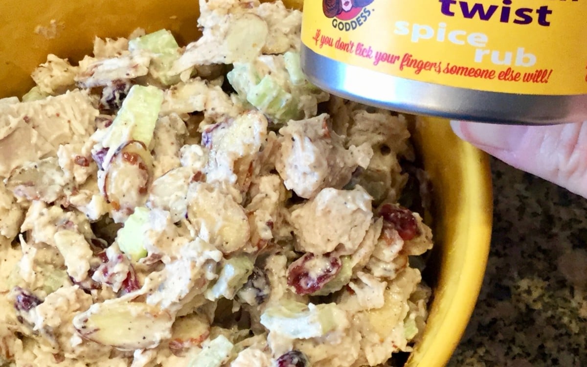 Cherry Chicken Salad with Pecans and Moroccan Twist
