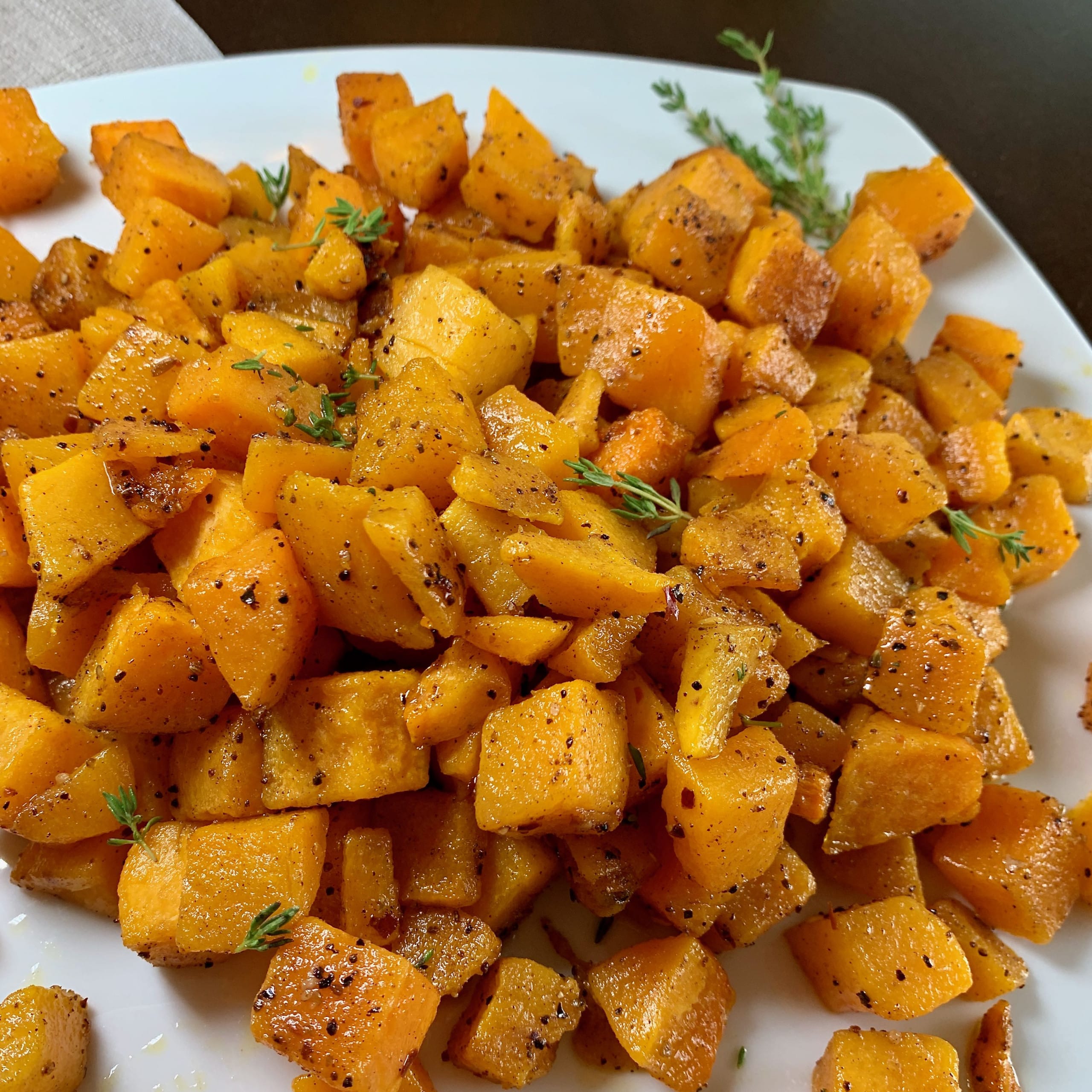 plate of spice roasted butternut squash