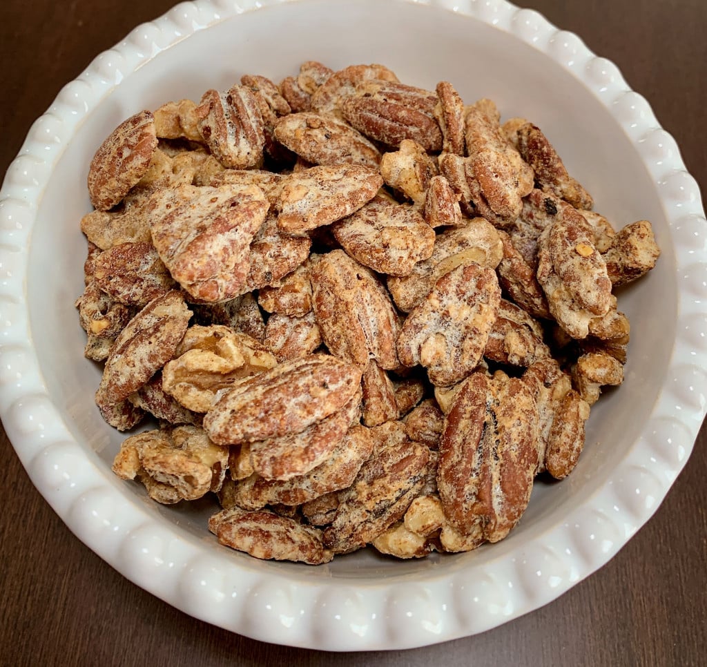 bowl of candied nuts