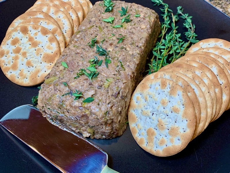 plate of mushroom pate with crackers