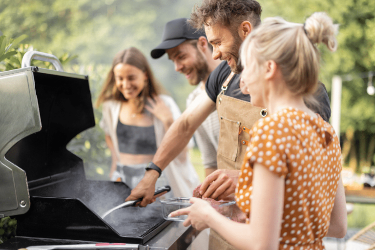 group of people grilling