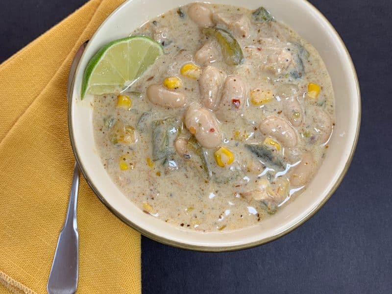 bowl of White chicken chili.