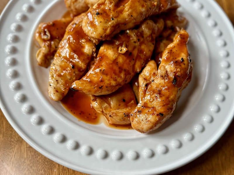 plate of sweet buffalo chicken tenders